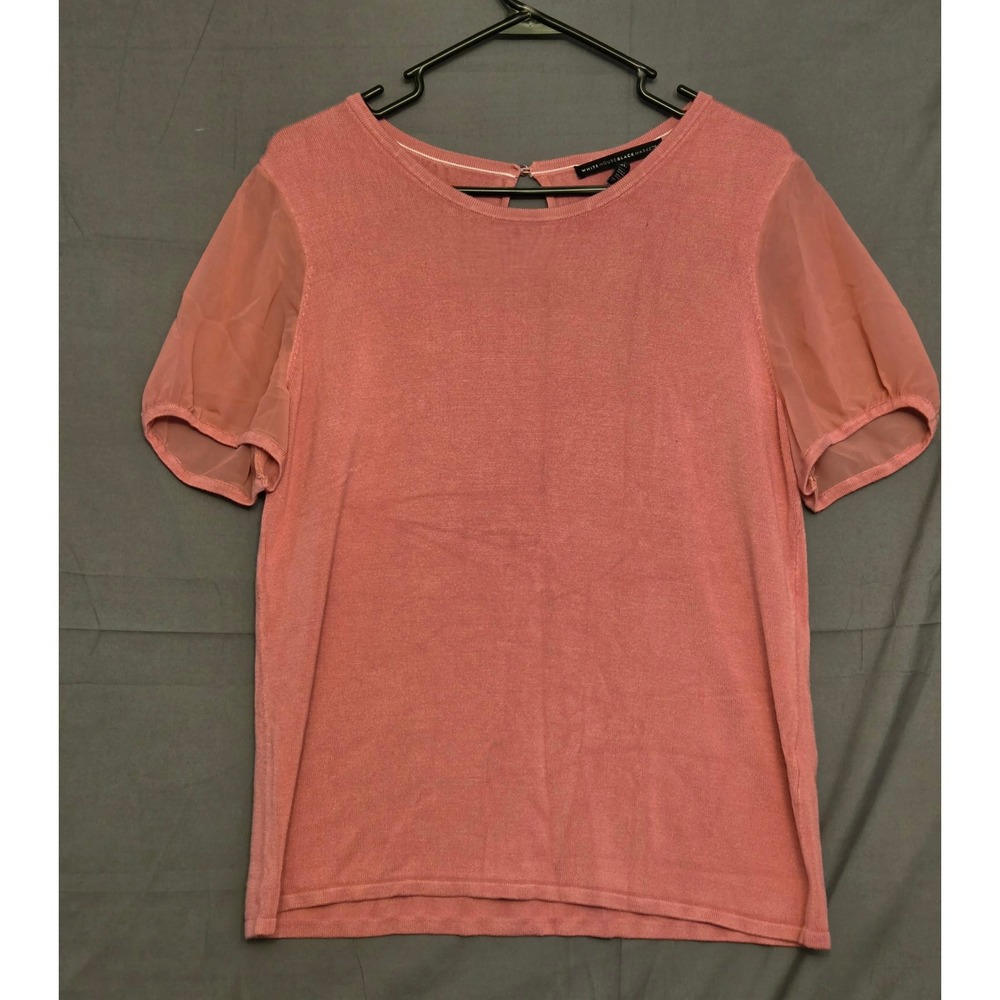 White‎ House Black Market Keyhole Button Back Blouse Women's Size XL Pink